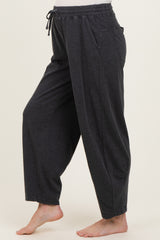 Black Mineral Wash Barrel Leg Maternity Lounge Pants