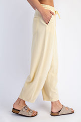 Yellow Mineral Wash Barrel Leg Lounge Pants