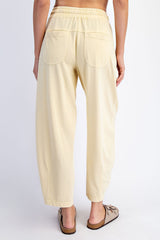 Yellow Mineral Wash Barrel Leg Lounge Pants