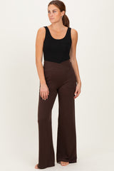 Espresso Crossover Waist Active Wide Leg Maternity Pant