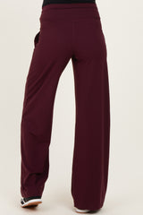 Wine Crossover Waist Active Wide Leg Maternity Pant