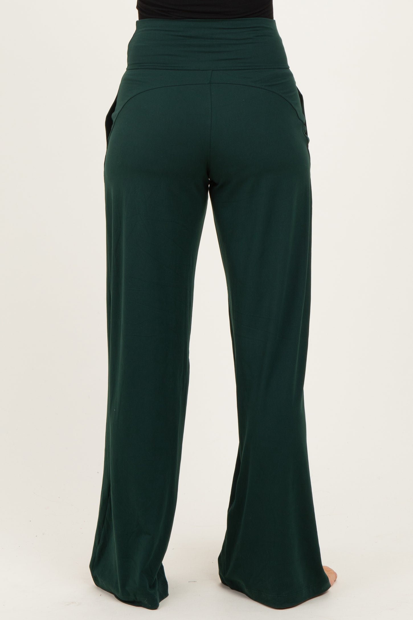 Forest Green Crossover Waist Active Wide Leg Pant