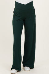 Forest Green Crossover Waist Active Wide Leg Maternity Pant