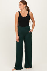 Forest Green Crossover Waist Active Wide Leg Pant