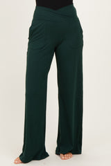 Forest Green Crossover Waist Active Wide Leg Pant