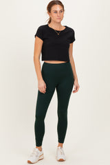 Forest Green Solid Basic Leggings