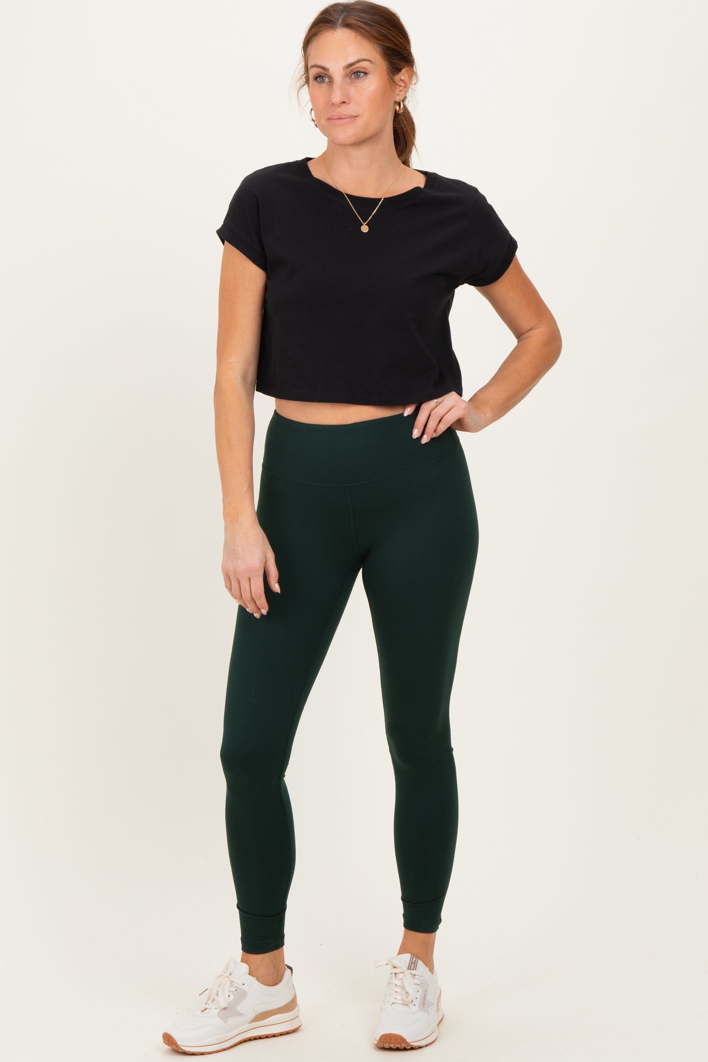 Forest Green Solid Basic Leggings