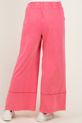 Hot Pink Mineral Wash Wide Leg Ankle Pants