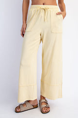 Yellow Mineral Wash Wide Leg Ankle Pants