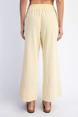 Yellow Mineral Wash Wide Leg Ankle Pants