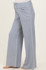 Dusty Blue Mineral Wash Waffle Knit Wide Leg Maternity Pants