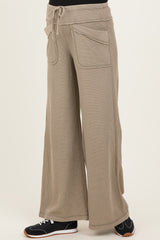 Olive Mineral Wash Waffle Knit Wide Leg Maternity Pants