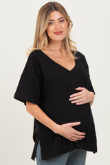 Black Oversized Reversible V-Neck Maternity Tee