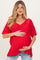 Red Oversized Reversible V-Neck Maternity Tee