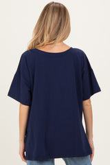Navy Oversized Reversible V-Neck Maternity Tee