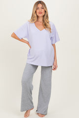 Lavender Oversized Reversible V-Neck Maternity Tee