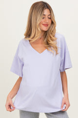 Lavender Oversized Reversible V-Neck Maternity Tee