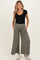 Olive Smocked Waist Ankle Wide Leg Maternity Pants