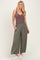 Olive Smocked Waist Ankle Wide Leg Pants