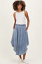 Blue Chambray Tulip Hem Maternity Midi Skirt