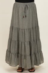 Olive Tiered Drawstring Maternity Maxi Skirt