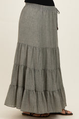 Olive Tiered Drawstring Maternity Maxi Skirt