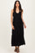 Black Halter Neck Side Slit Midi Dress