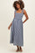 Navy Gingham Smocked Shoulder Tie Maternity Midi Dress