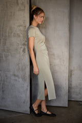 Moss Gathered Waist Midi Dress