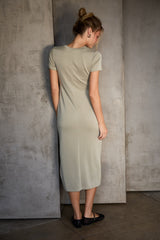 Moss Gathered Waist Midi Dress