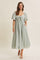 Sage Floral Tie Front Flutter Sleeve Midi Dress