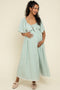 Sage Floral Tie Front Flutter Sleeve Maternity Midi Dress