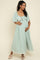 Sage Floral Tie Front Flutter Sleeve Maternity Midi Dress