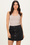 Beige Ribbed Scoop Neck Tank Top