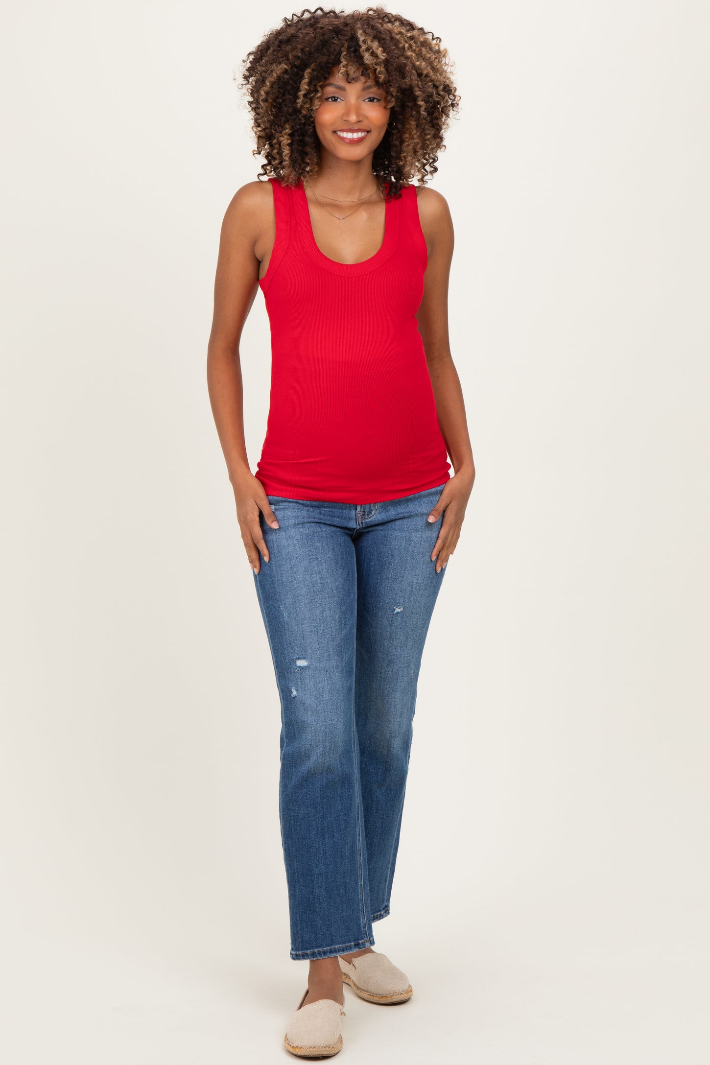 Ruby Ribbed Scoop Neck Maternity Tank Top