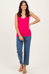 Hot Pink Ribbed Scoop Neck Tank Top