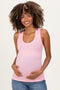 Pink Ribbed Scoop Neck Maternity Tank Top