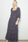 Navy Floral Smocked Button Accent Maxi Dress