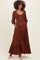 Mahogany Floral Smocked Button Accent Maternity Maxi Dress
