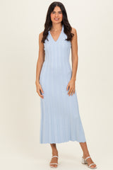 Sky Knit Collared Sleeveless Maternity Maxi Dress