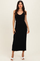 Black Rib Knit Sleeveless Maternity Maxi Dress