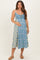 Blue Colorblock Floral Tie Front Maternity Midi Dress
