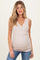 Beige Crossover Ruched Maternity Nursing Tank