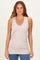 Beige Ribbed Sleeveless Ruched Tank Top