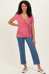 Light Pink Wrap Front Tie Nursing Top