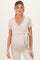 Beige Wrap Front Tie Maternity/Nursing Top