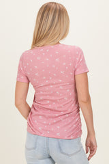Mauve Floral Wrap Fitted Nursing Top