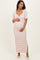 Cream/ Pink Striped Knit Short Sleeve Maternity Maxi Dress