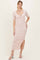 Cream/ Pink Striped Knit Short Sleeve Maxi Dress