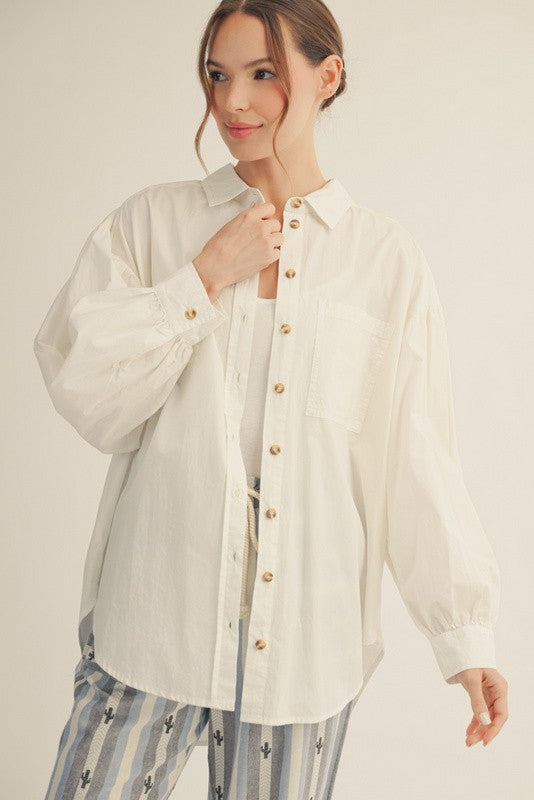 Ivory Button Down Lightweight Casual Shirt